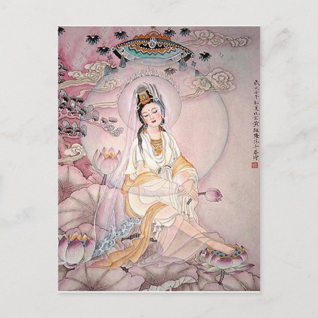 Kuan Yin Kompassionerade buddistiska gudinna Vykort (Framsida)