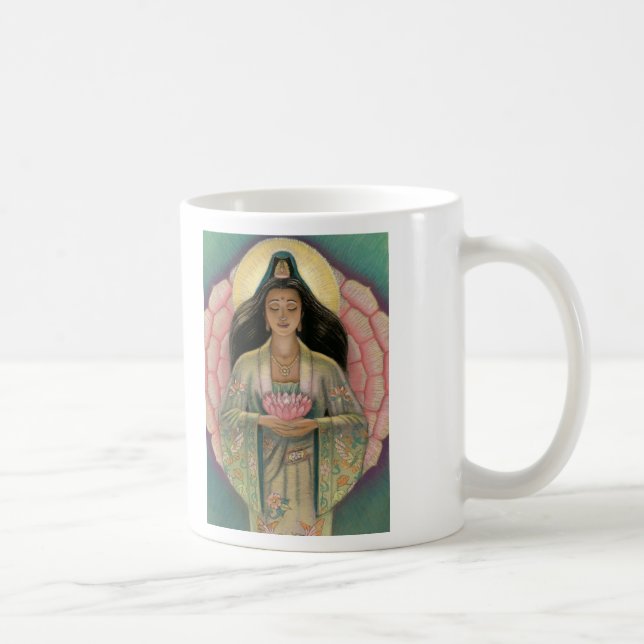 Kuan Yin mugg "rosa lotusblommahjärta ", (Höger)