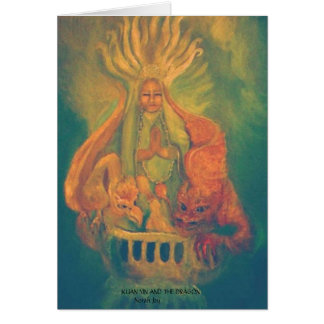 KUAN YIN OCH DRAKEN HÄLSNINGSKORT