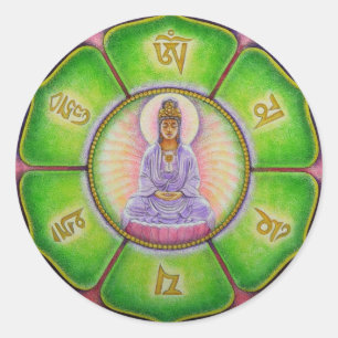 Kuan Yin "Om Mani Padme mummel" klistermärke