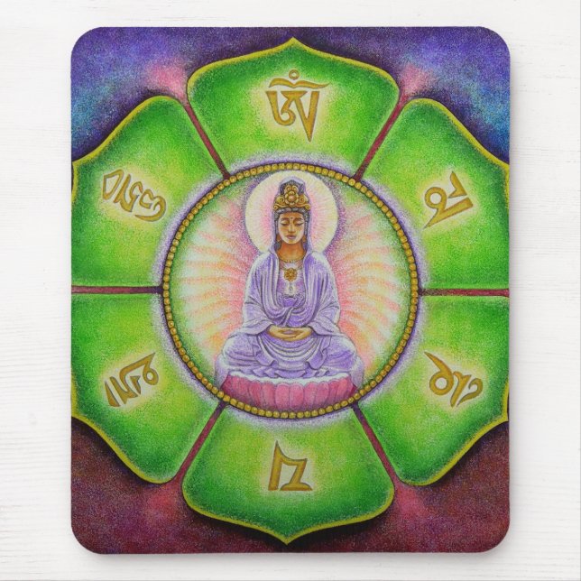 Kuan Yin "Om Mani Padme mummel" Mousepad Musmatta (Framsidan)