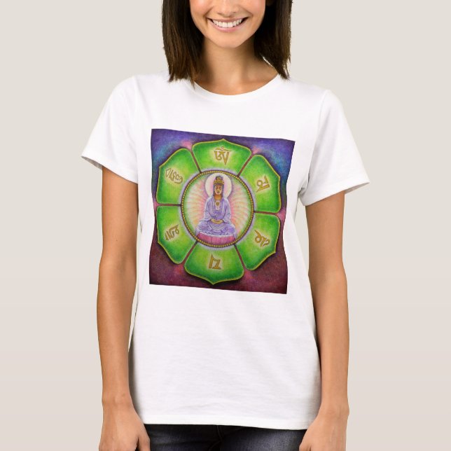 Kuan Yin "Om Mani Padme mummel ", T-shirt (Framsida)