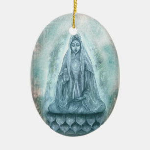 Kuan Yin prydnad Julgransprydnad Keramik