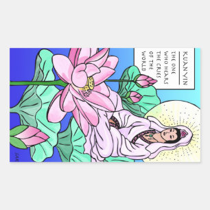 Kuan Yin, Quan Yin, hör dina Gråter Rektangulärt Klistermärke