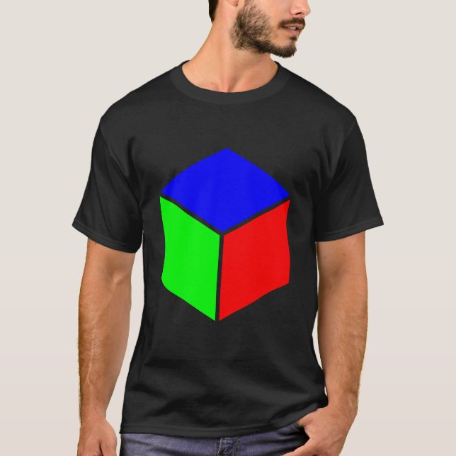 Kub - blått, Grönt och rött T Shirt (Framsida)