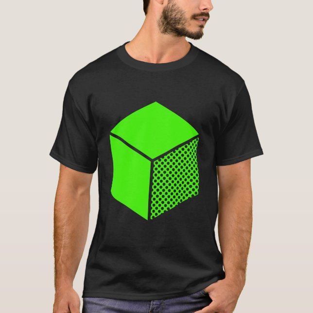 Kub - Chartreuse-Grönt på Mörk T Shirt (Framsida)