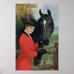 Kub för socker för rött lag för vintagehästflicka poster
