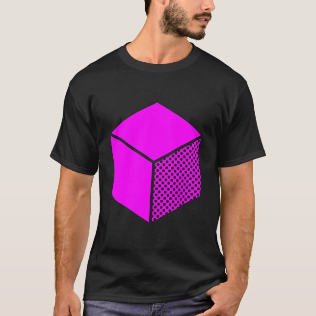Kub - Magenta på Mörk T Shirt (Framsida)