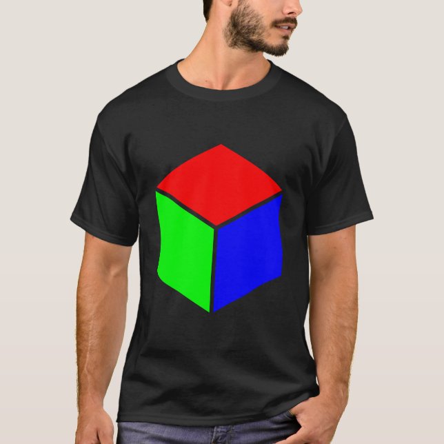 Kub - Röd, Grönt och blå T Shirt (Framsida)