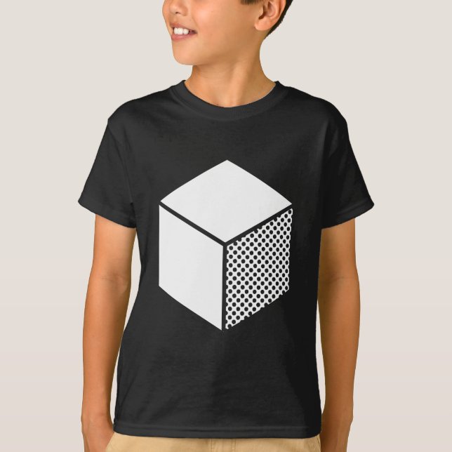Kub - vit på Mörken Tee Shirt (Framsida)