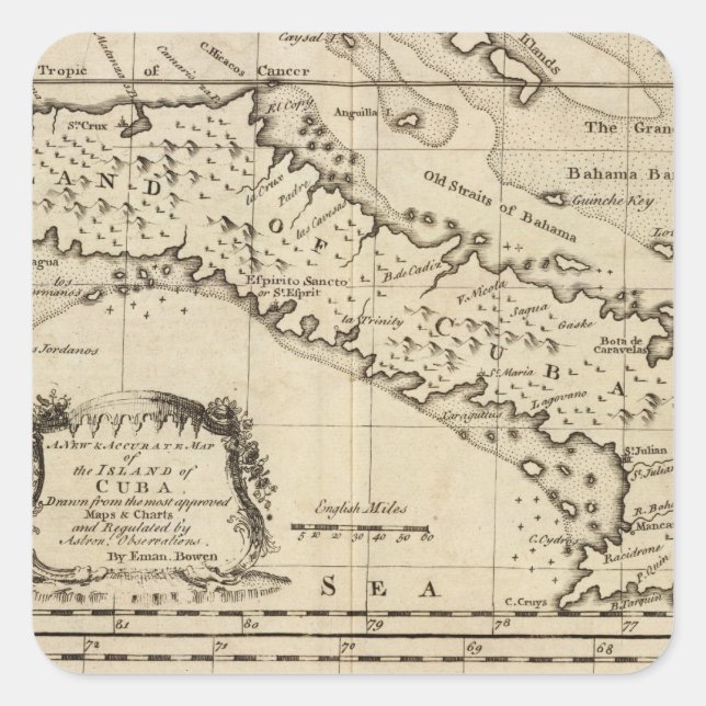 Kuba 3 fyrkantigt klistermärke (Framsida)