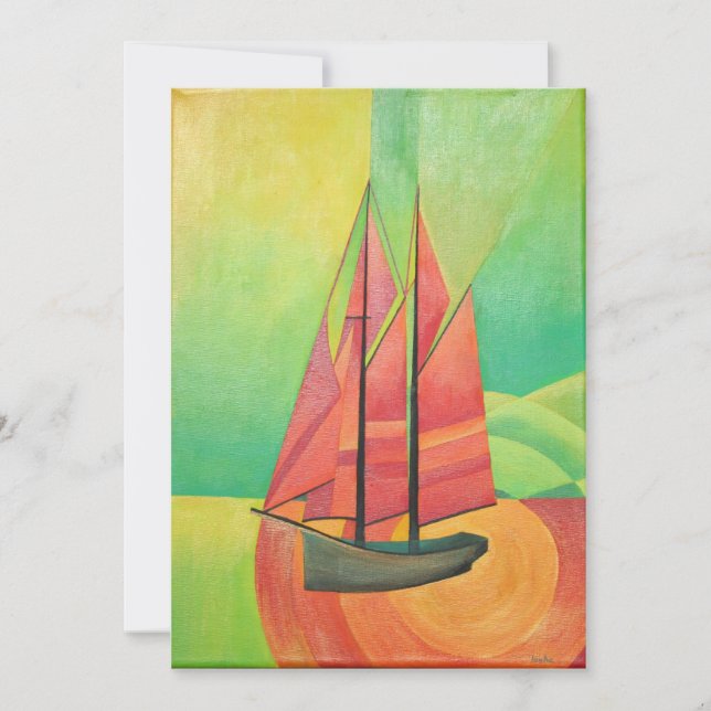 Kuba Abstrakt Sailing Boat Geometric Art (Framsida)