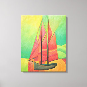 Kuba Abstrakt Sailing Boat Geometric Art Canvastryck