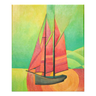 Kuba Abstrakt Sailing Boat Geometric Art Fototryck