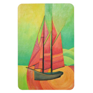 Kuba Abstrakt Sailing Boat Geometric Art Magnet
