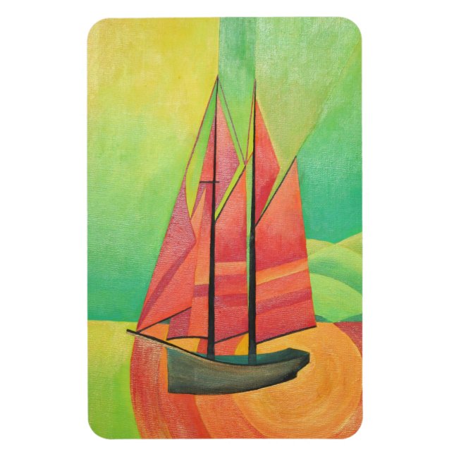 Kuba Abstrakt Sailing Boat Geometric Art Magnet (Vertikal)
