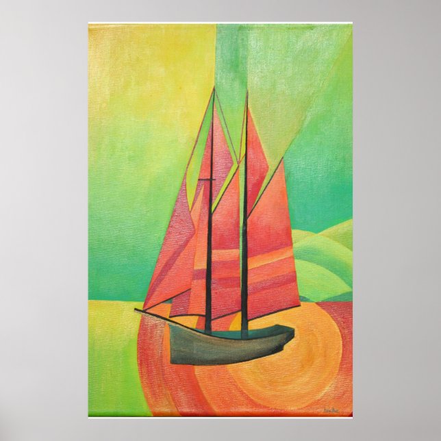 Kuba Abstrakt Sailing Boat Geometric Art Poster (Framsidan)