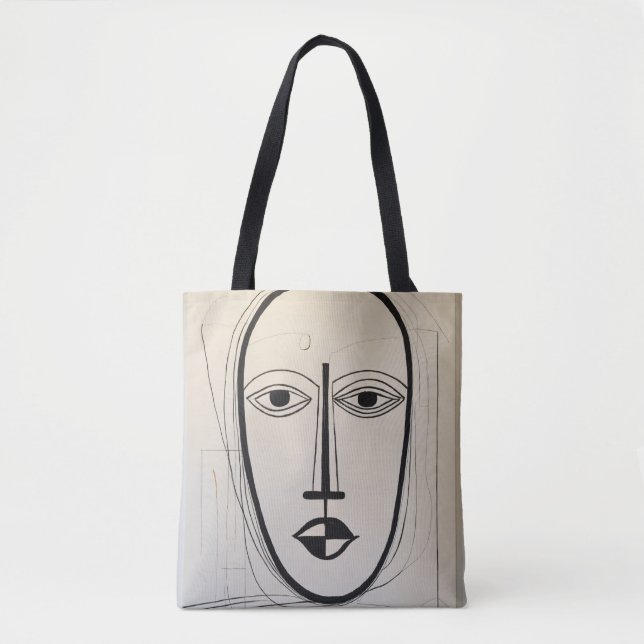 Kuba Ansikte Art Tote Bag - Unik abstrakt design Tygkasse (Framsida)