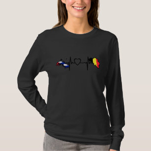 Kuba Belgien Flagga Kubansk Belgisk Hjärtbeat 1 T Shirt