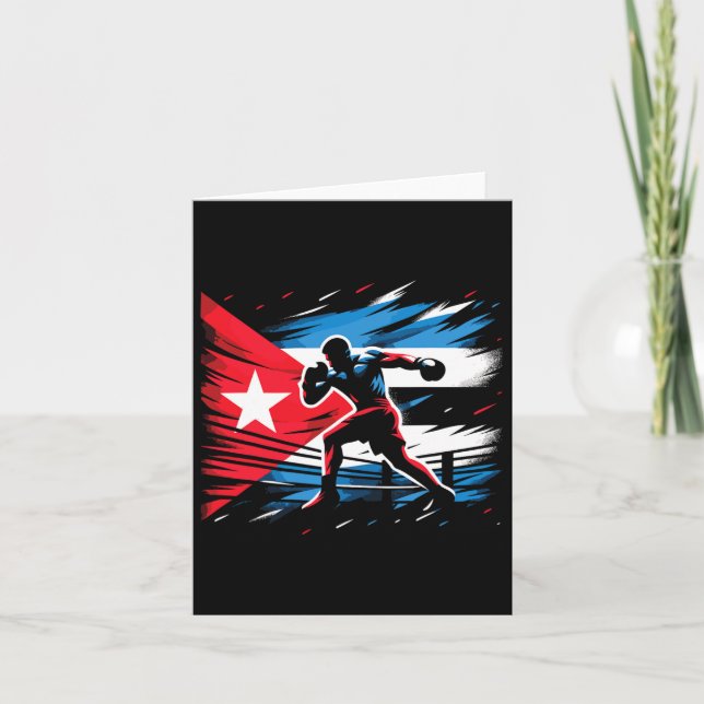Kuba Boxing Champion Fighter Flagga Art Kort (Framsida)