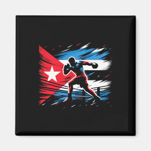 Kuba Boxing Champion Fighter Flagga Art Magnet