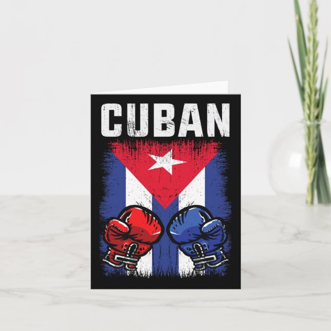 Kuba, boxing Shirt with handskar and Cuban Flagga  Kort (Framsida)