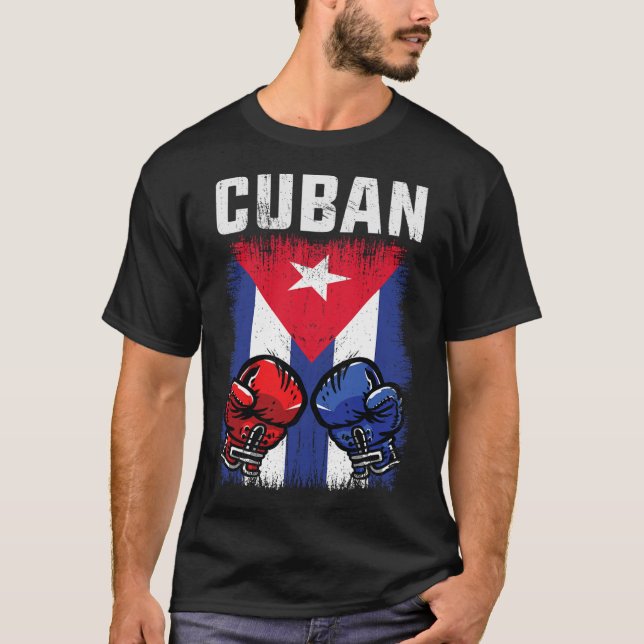 Kuba, boxing Shirt with handskar and Cuban Flagga  T (Framsida)