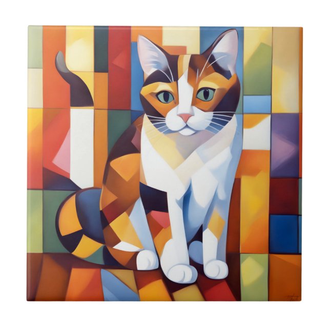 Kuba Calico Cat Art Kakelplatta (Framsidan)