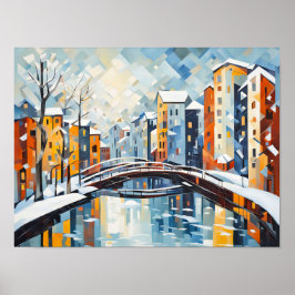 Kuba Cityscape med Snowy-kanal Poster