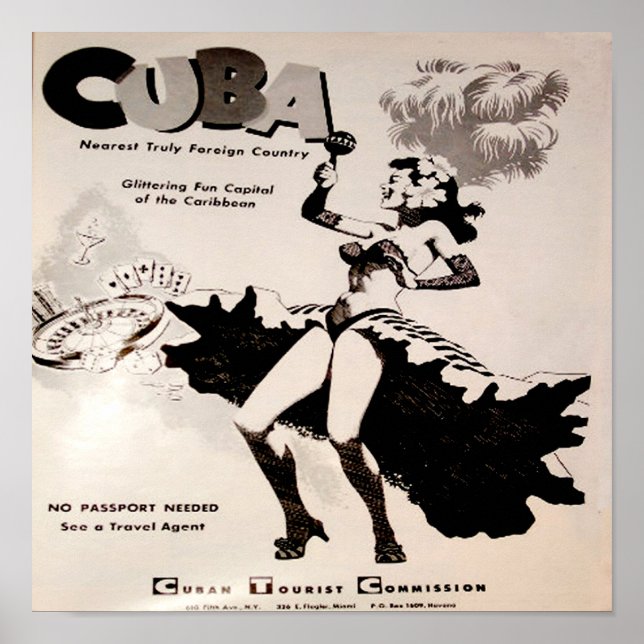Kuba Dancing Dam Black & White 1958 12 x 12 Poster (Framsidan)