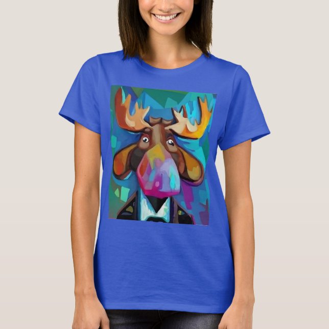 Kuba-design för coola Lusny Moose Ansikte T Shirt (Framsida)
