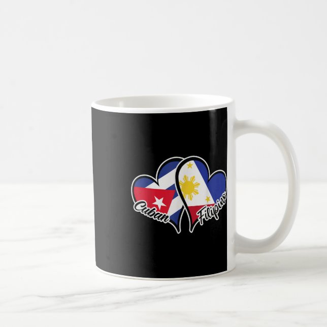 Kuba Filippinerna Flagga Heart Halvkuban HalFilipi Kaffemugg (Höger)