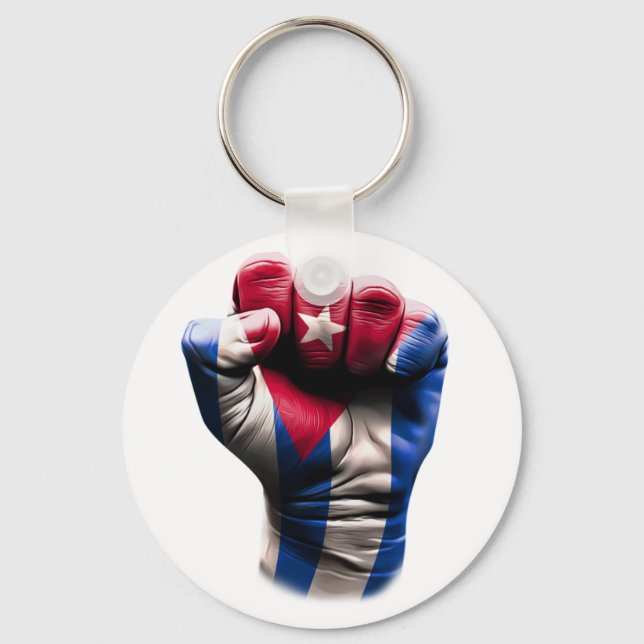Kuba Fist Flagga Nyckelring (Framsida)