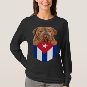 Kuba Flagga Dogues de Bordeaux Hund I Fickan T Shirt