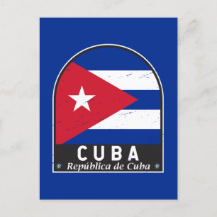 Kuba Flagga Emblem Distress Vintage Vykort
