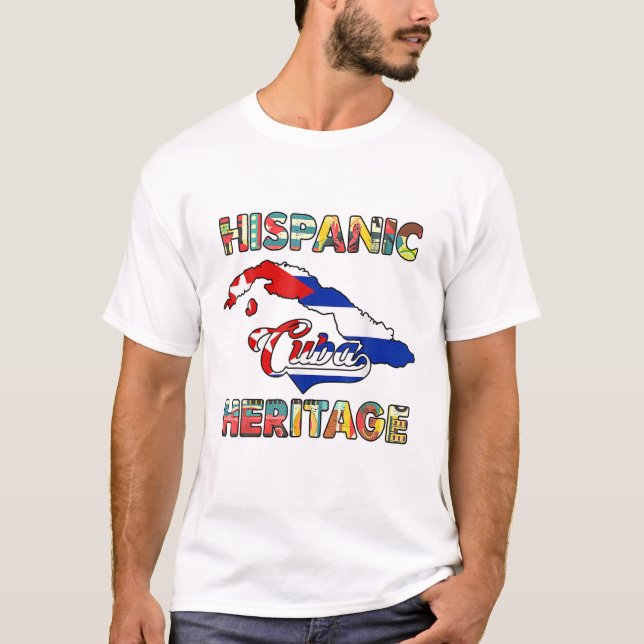 Kuba - Flagga Hispanic Heritage Month Kuba T Shirt (Framsida)