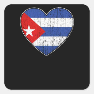 Kuba Flagga Kärlek Heart Cuban Fyrkantigt Klistermärke