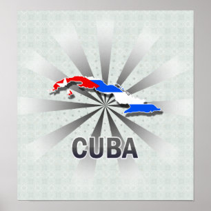 Kuba Flagga Karta 2.0 Poster
