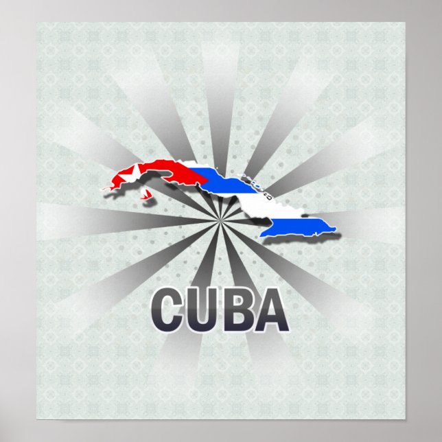 Kuba Flagga Karta 2.0 Poster (Framsidan)