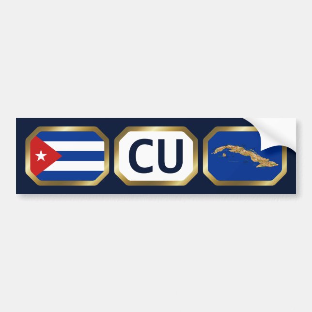 Kuba Flagga Karta-kod Bumper Sticker Bildekal (Framsidan)