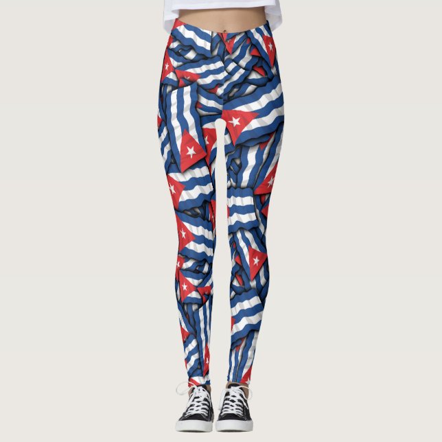 Kuba Flagga Mönster Leggings (Framsida)