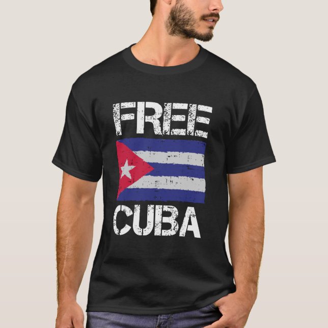Kuba - fri Retro Cuban Flagga Design T Shirt (Framsida)