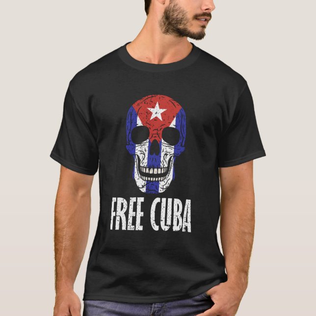 Kuba - fri Retro Cuban Flagga Design T Shirt (Framsida)