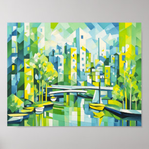Kuba Grönt City med Bridge Poster