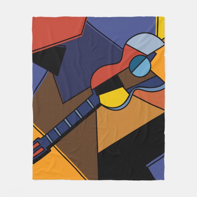 Kuba Guitar Surrealism Painting. Fleecefilt (Framsidan)
