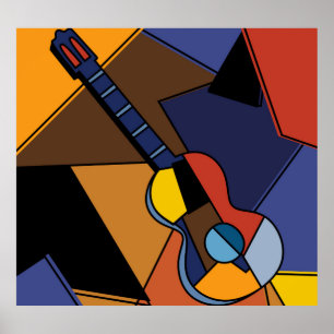Kuba Guitar Surrealism Painting. Poster