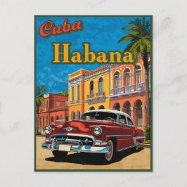 Kuba Habana Classic Car & Colorful Street Travel Vykort
