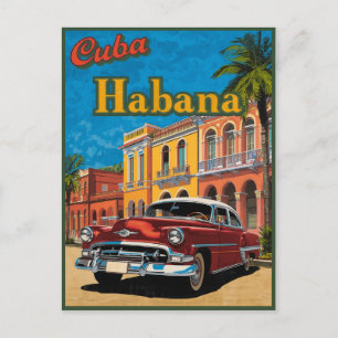 Kuba Habana Classic Car & Colorful Street Travel Vykort