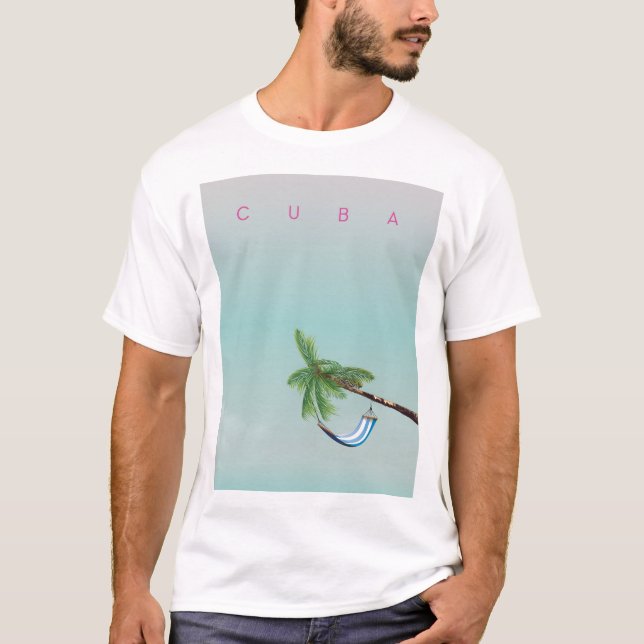 Kuba Hammock Vintage stil semester. T Shirt (Framsida)
