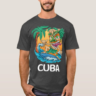 Kuba Handflatan Träd Surfing Beach Vacation Tiki M T Shirt